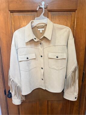 Maurices Beige Fringe Western Shacket